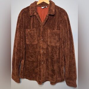 ASOS Teddy Sherpa Jacket Oversized 2XL Brown Lightweight Layer